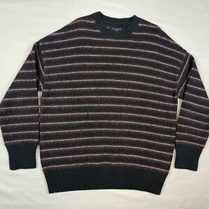 All Saints Mens Bretley Striped Sweater XS Oversized Wool Mohair Blend Crew A5